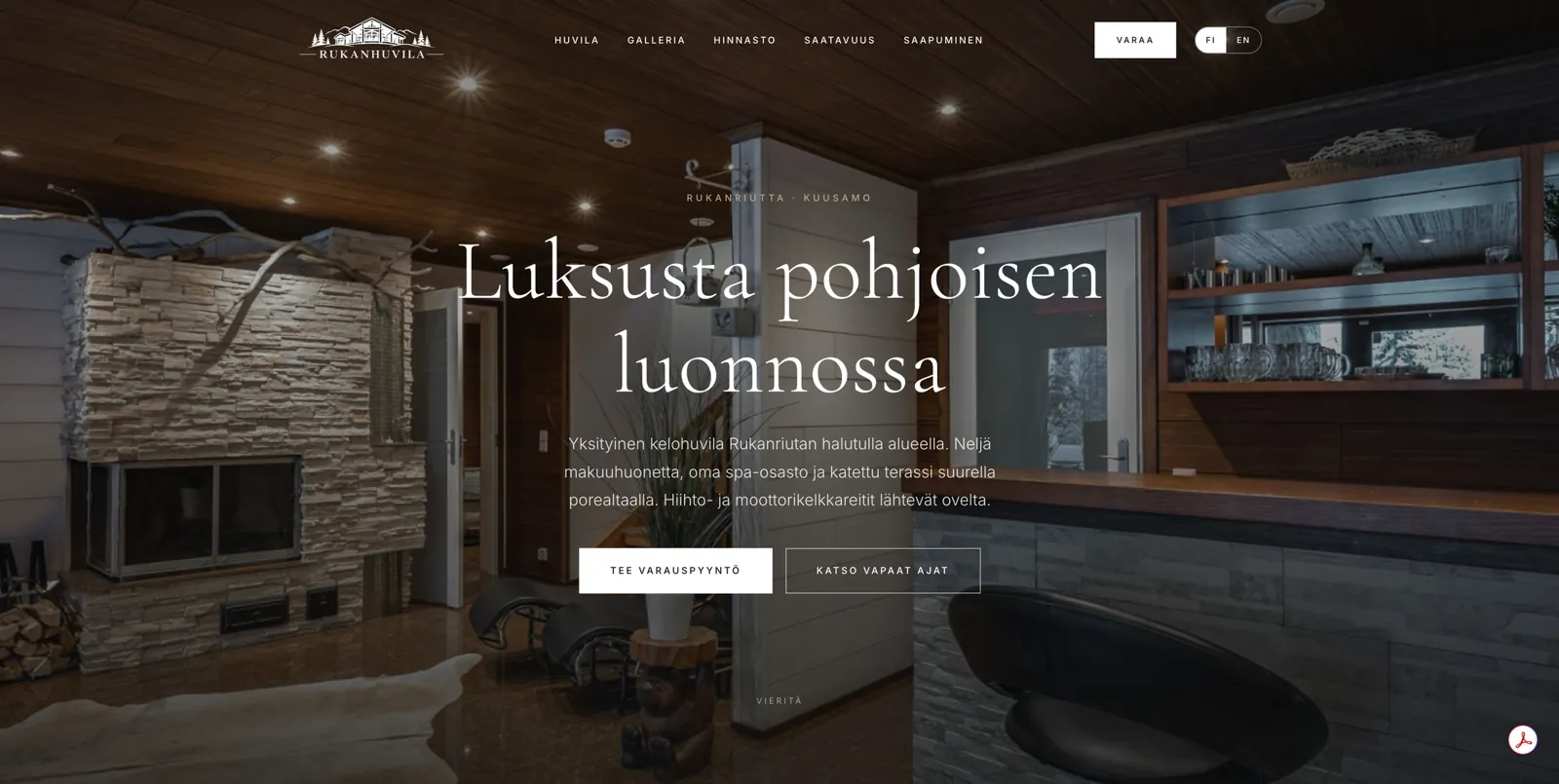 Rukanhuvilan etusivu: Luksusta pohjoisen luonnossa