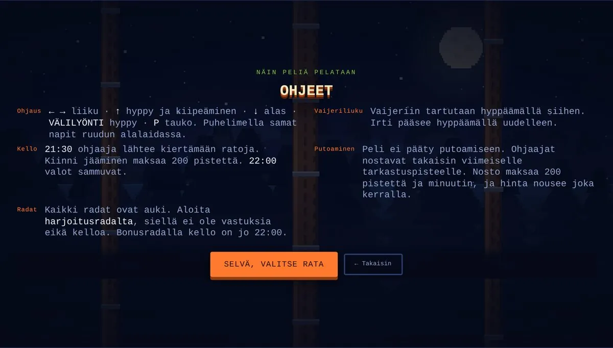 Instructions screen shown before the level menu
